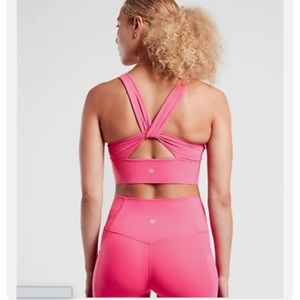 ATHLETA Warrior Longline Twist Bra D-DD in Dragonfruit Pink XS
